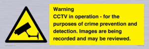WT7855: Warning CCTV in operation - for the purposes of crime prevention and detection. Images are being recorded and may be reviewed.