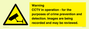 WT7855: Warning CCTV in operation - for the purposes of crime prevention and detection. Images are being recorded and may be reviewed.