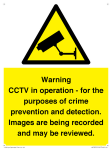 WT7855: Warning CCTV in operation - for the purposes of crime prevention and detection. Images are being recorded and may be reviewed.