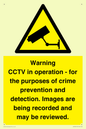 WT7855: Warning CCTV in operation - for the purposes of crime prevention and detection. Images are being recorded and may be reviewed.