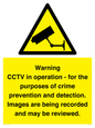 WT7855: Warning CCTV in operation - for the purposes of crime prevention and detection. Images are being recorded and may be reviewed.