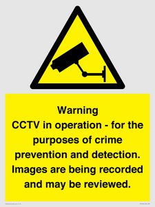 WT7855: Warning CCTV in operation - for the purposes of crime prevention and detection. Images are being recorded and may be reviewed.