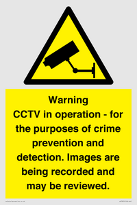 WT7855: Warning CCTV in operation - for the purposes of crime prevention and detection. Images are being recorded and may be reviewed.