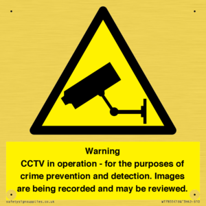 WT7855: Warning CCTV in operation - for the purposes of crime prevention and detection. Images are being recorded and may be reviewed.