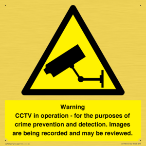 WT7855: Warning CCTV in operation - for the purposes of crime prevention and detection. Images are being recorded and may be reviewed.