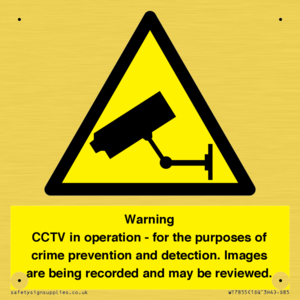 WT7855: Warning CCTV in operation - for the purposes of crime prevention and detection. Images are being recorded and may be reviewed.