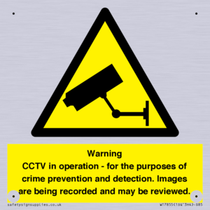 WT7855: Warning CCTV in operation - for the purposes of crime prevention and detection. Images are being recorded and may be reviewed.