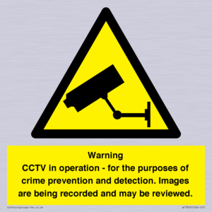 WT7855: Warning CCTV in operation - for the purposes of crime prevention and detection. Images are being recorded and may be reviewed.