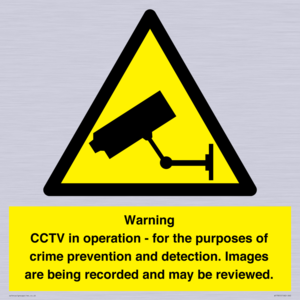 WT7855: Warning CCTV in operation - for the purposes of crime prevention and detection. Images are being recorded and may be reviewed.
