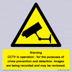 WT7855: Warning CCTV in operation - for the purposes of crime prevention and detection. Images are being recorded and may be reviewed.