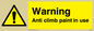 WU599: warning anti climb paint in use