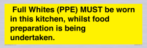 WV10254:  Full Whites (PPE) MUST be worn in this kitchen, whilst food preparation is being undertaken.