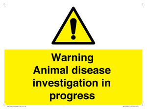 WV10384: Warning Animal disease investigation in progress