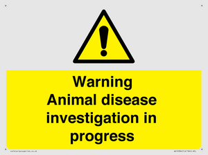 WV10384: Warning Animal disease investigation in progress