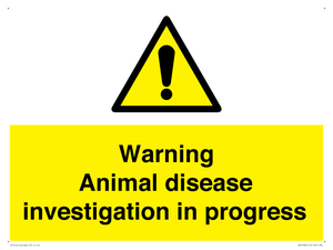 WV10384: Warning Animal disease investigation in progress