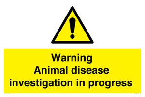 WV10384: Warning Animal disease investigation in progress