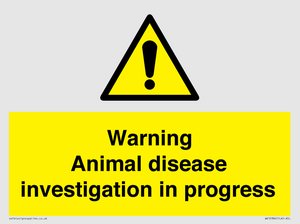 WV10384: Warning Animal disease investigation in progress