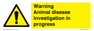 WV10384: Warning Animal disease investigation in progress