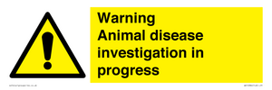 WV10384: Warning Animal disease investigation in progress