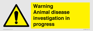 WV10384: Warning Animal disease investigation in progress