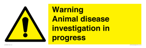 WV10384: Warning Animal disease investigation in progress