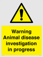 WV10384: Warning Animal disease investigation in progress