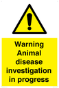 WV10384: Warning Animal disease investigation in progress