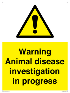 WV10384: Warning Animal disease investigation in progress