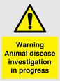 WV10384: Warning Animal disease investigation in progress