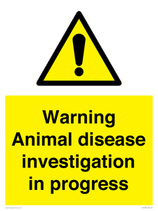 WV10384: Warning Animal disease investigation in progress
