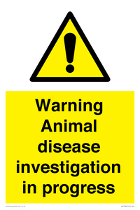 WV10384: Warning Animal disease investigation in progress