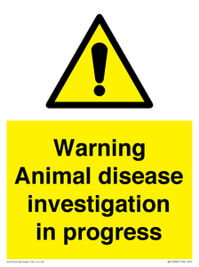 WV10384: Warning Animal disease investigation in progress