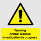 WV10384: Warning Animal disease investigation in progress