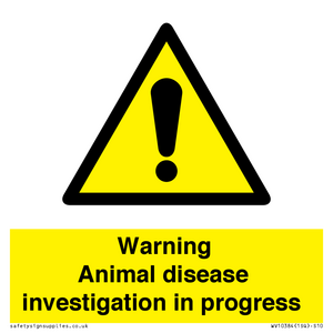 WV10384: Warning Animal disease investigation in progress