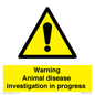 WV10384: Warning Animal disease investigation in progress