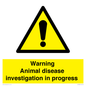 WV10384: Warning Animal disease investigation in progress