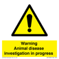 WV10384: Warning Animal disease investigation in progress