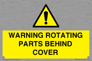 WV10422: WARNING ROTATING PARTS BEHIND COVER
