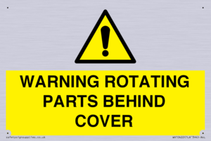 WV10422: WARNING ROTATING PARTS BEHIND COVER