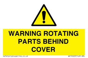 WV10422: WARNING ROTATING PARTS BEHIND COVER