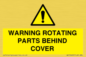 WV10422: WARNING ROTATING PARTS BEHIND COVER