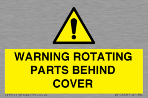 WV10422: WARNING ROTATING PARTS BEHIND COVER