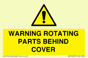 WV10422: WARNING ROTATING PARTS BEHIND COVER