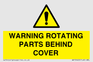 WV10422: WARNING ROTATING PARTS BEHIND COVER