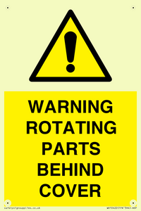 WV10422: WARNING ROTATING PARTS BEHIND COVER