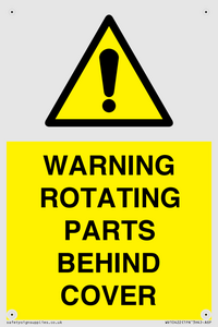 WV10422: WARNING ROTATING PARTS BEHIND COVER