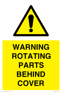 WV10422: WARNING ROTATING PARTS BEHIND COVER