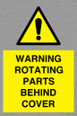 WV10422: WARNING ROTATING PARTS BEHIND COVER