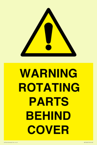 WV10422: WARNING ROTATING PARTS BEHIND COVER