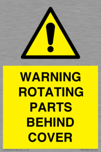 WV10422: WARNING ROTATING PARTS BEHIND COVER